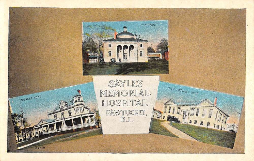 Pawtucket Rhode Island Sayles Memorial Hospital Multiview Postcard K93048
