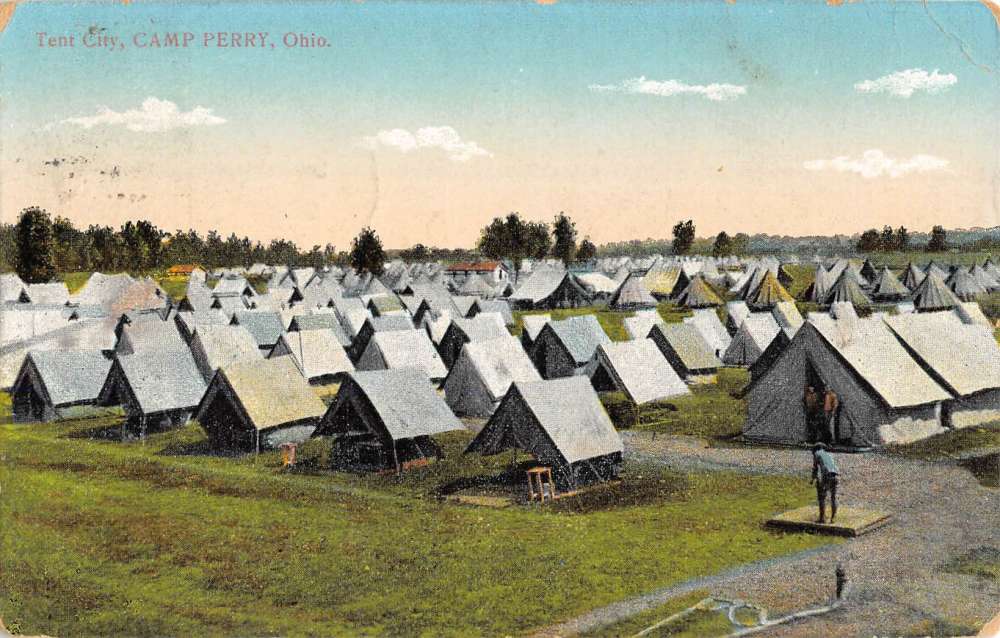 Camp Perry Ohio Tent City Birdseye View Antique Postcard K93573