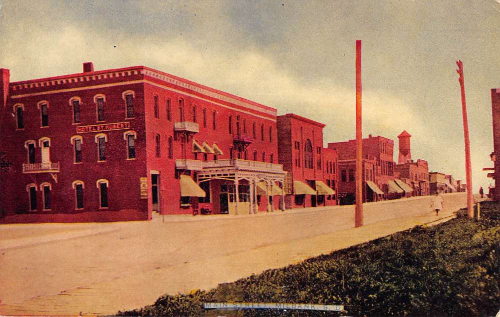 Milbank South Dakota Main Street Scene Historic Bldgs Antique Postcard