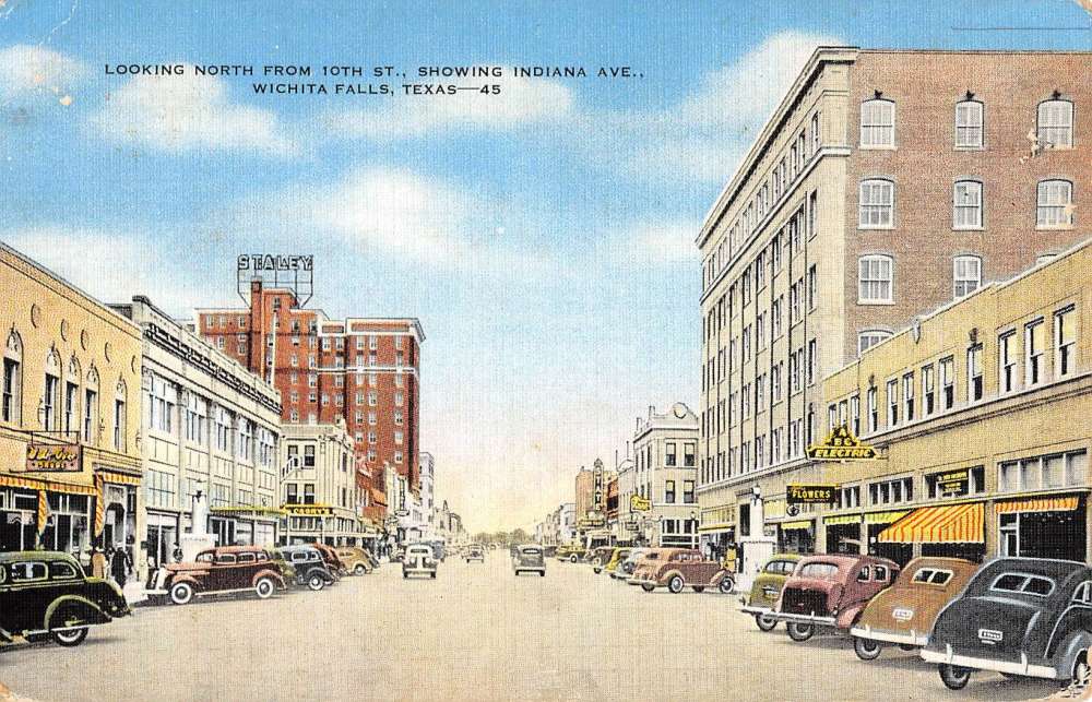 Wichita Falls Texas Street Scene Historic Bldgs Antique Postcard K93638