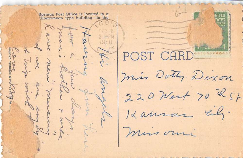 Palm Springs California Post Office Street View Antique Postcard K94144 - Image 2