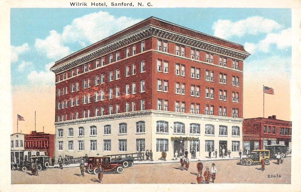 Sanford North Carolina Wilrik Hotel Street View Antique Postcard K94735