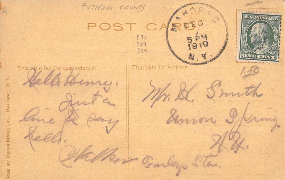 Lake Mahopac New York Carpenter House Dock Waterfront Antique Postcard K95073 - Image 2