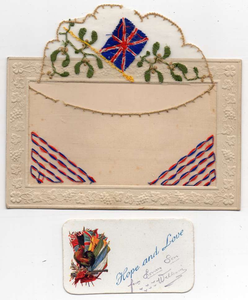 Country Flags Hope and Love Rooster Woven Silk Novelty Pocket Postcard J77186 - Image 2