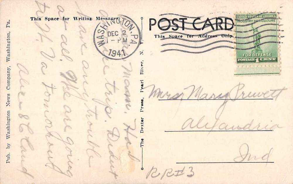 Washington Pennsylvania First Presbyterian Church Antique Postcard K95399 - Image 2