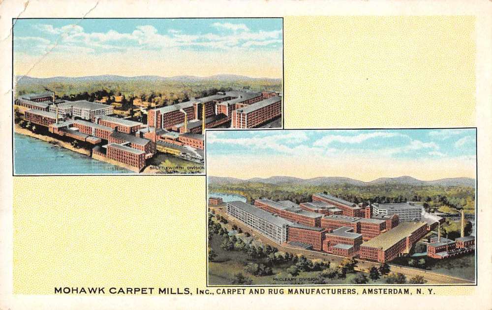 Amsterdam New York Mohawk Carpet Mills Factory Antique Postcard J77284