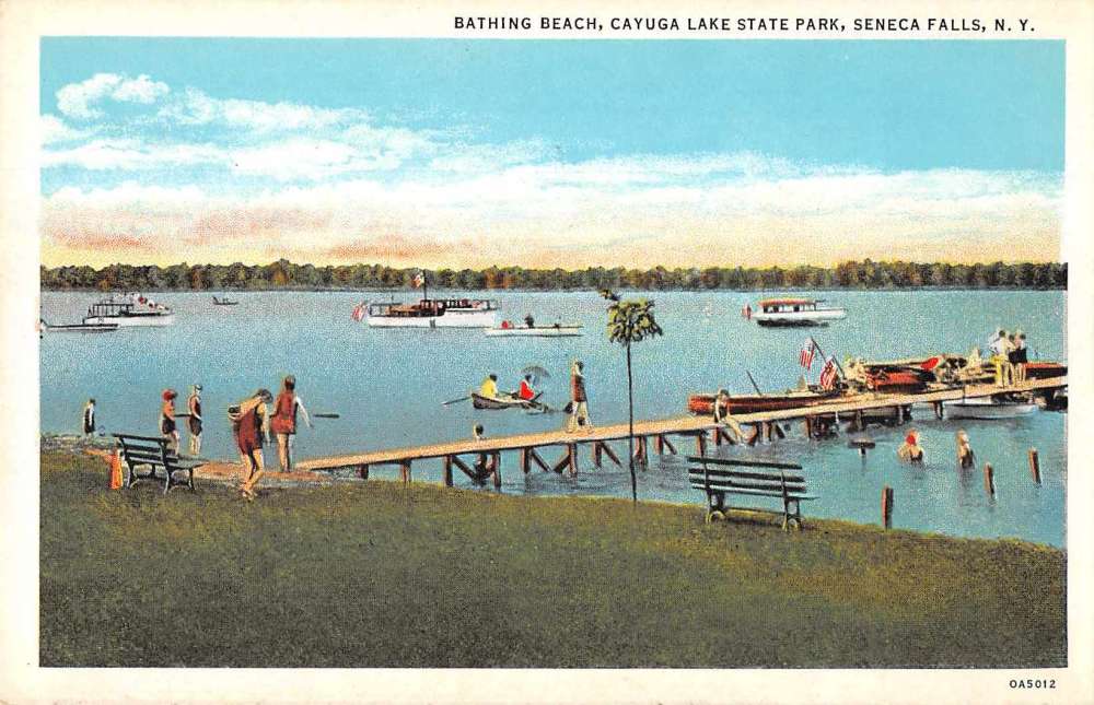Seneca Falls New York Cayuga Lake State Park Bathing Beach Postcard ...