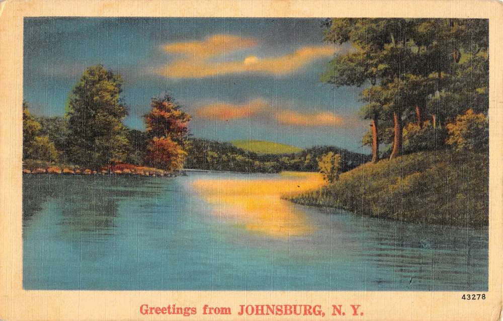 Johnsburg New York Scenic Waterfront Greeting Antique Postcard K96499