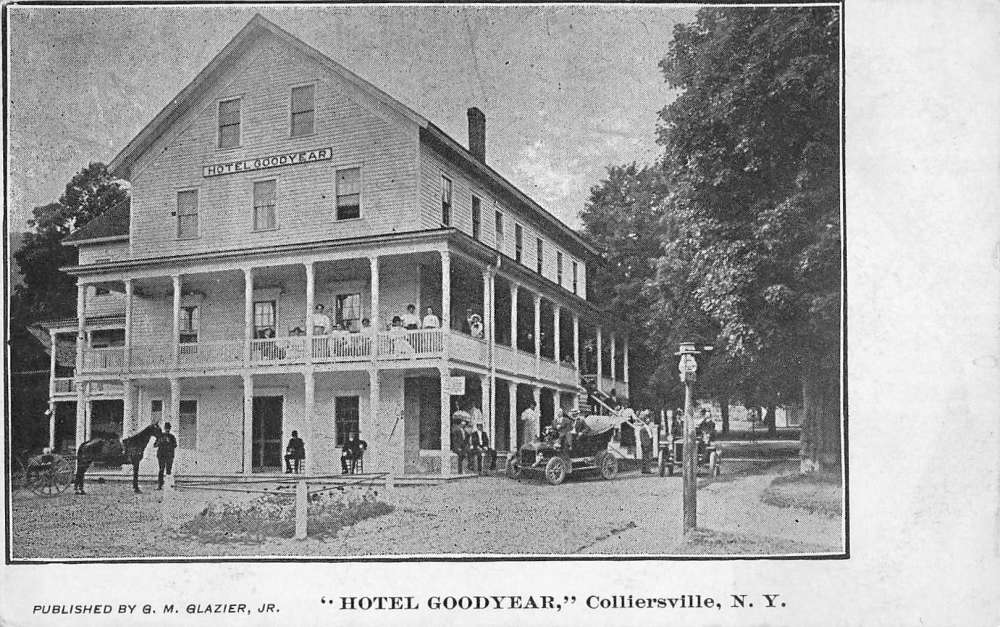 Colliersville New York Hotel Goodyear Street View Antique Postcard