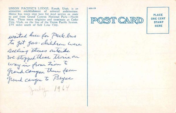 Kanab Utah Union Pacifics Lodge Street View Antique Postcard K97938 - Image 2