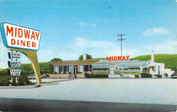 Bethel Pennsylvania Midway Diner Street View Vintage Postcard K97971