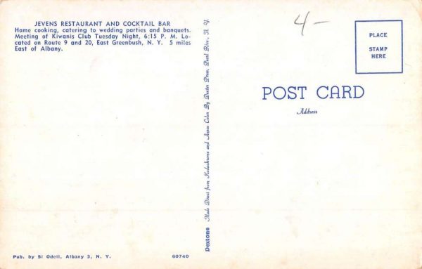 East Greenbush New York Jevens Restaurant Street View Vintage Postcard K97975 - Image 2