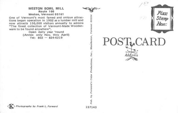 Weston Vermont Bowl Mill Multiview Vintage Postcard K98056 - Image 2
