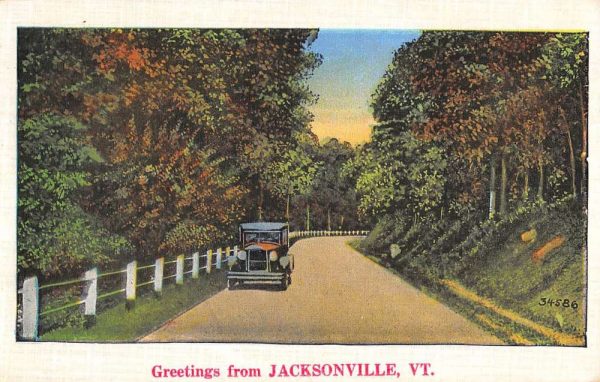 Jacksonville Vermont Scenic Street Scene Greeting Antique Postcard K98057