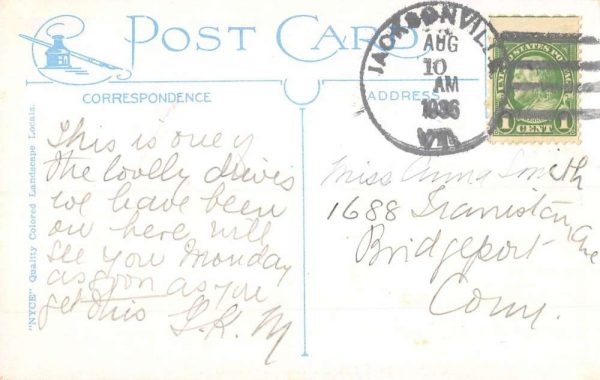 Jacksonville Vermont Scenic Street Scene Greeting Antique Postcard K98057 - Image 2