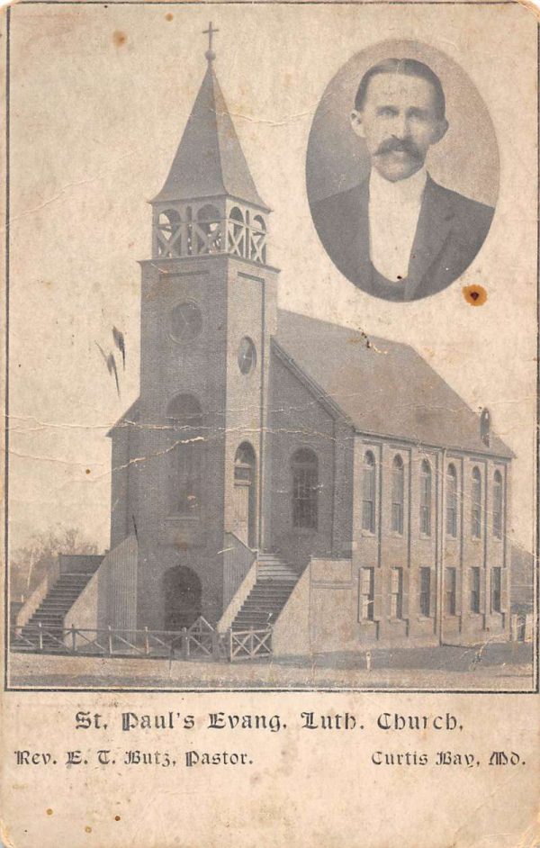 Curtis Bay Maryland St Paul Evangelical Lutheran Church Antique Postcard K98108