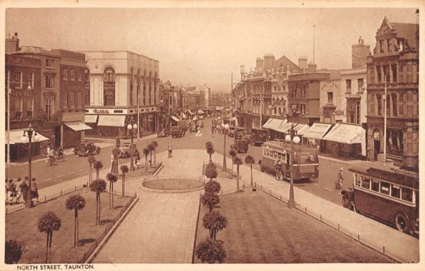 Taunton England UK North Street Birdseye View Antique Postcard K98124
