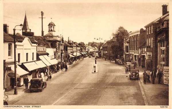 Christchurch England UK High Street Scene Antique Postcard K98125