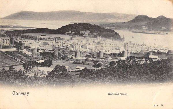 Conway Wales UK Birdseye View Of City Antique Postcard K98129