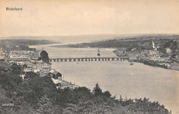 Bideford England UK Birdseye View Of City Antique Postcard K98156
