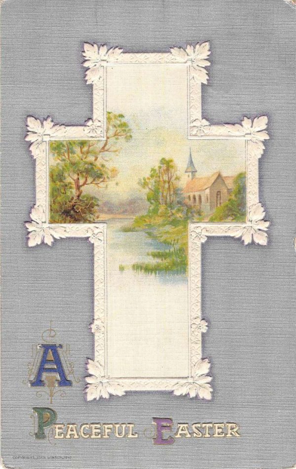 Group Of 4 Easter Greetings Religious Cross Winsch Antique Postcards K98166 - Image 5