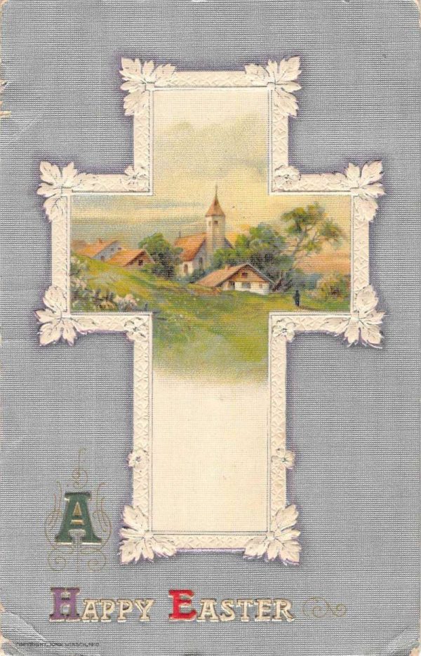 Group Of 4 Easter Greetings Religious Cross Winsch Antique Postcards K98166 - Image 7