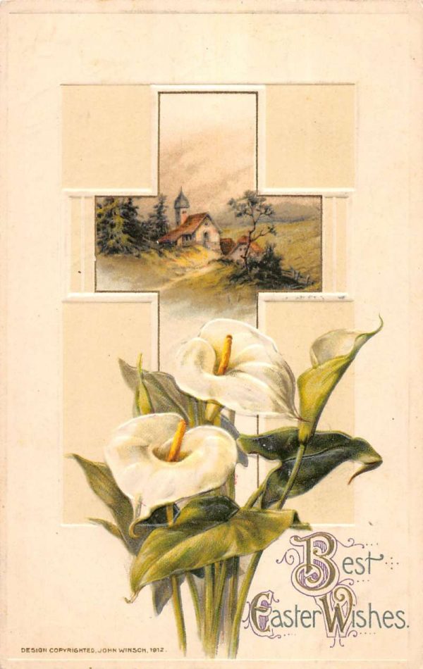 Group Of 4 Happy Easter Cross Flower Winsch Antique Postcards K98167 - Image 7