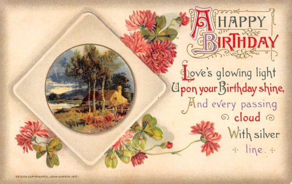 Group Of 4 Best Birthday Wishes Flower Scene Winsch Antique Postcards K98169 - Image 5