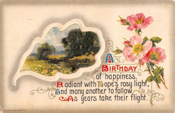 Group Of 4 Best Birthday Wishes Flower Scene Winsch Antique Postcards K98169 - Image 7