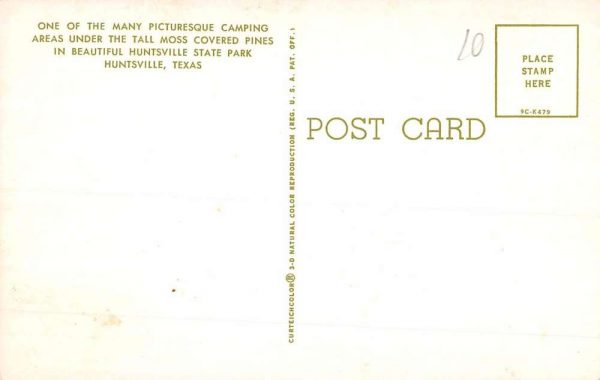 Huntsville Texas Camping Area State Park Vintage Postcard K98189 - Image 2