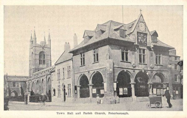 Peterborough England UK Town Hall Parish Church Antique Postcard K98281