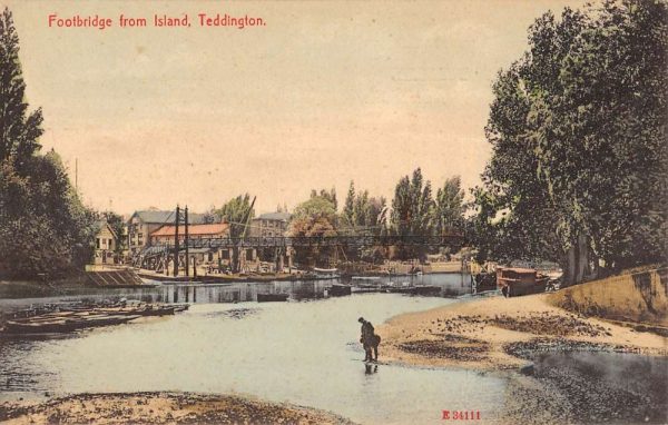Teddington England UK Footbridge From Island Antique Postcard K98318