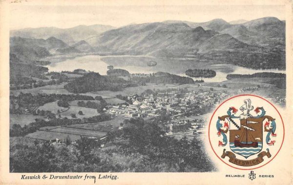 Keswick England UK Derwentwater From Latrigg Antique Postcard K98323