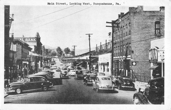 Susquehanna Pennsylvania Main Street Looking West Antique Postcard K98327