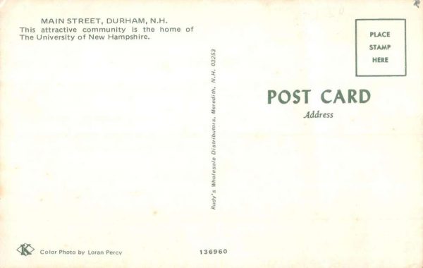 Durham New Hampshire Main Street Scene Pharmacy Vintage Postcard K98439 - Image 2