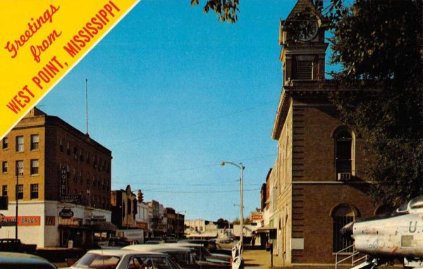 West Point Mississippi Street Scene Historic Bldgs Vintage Postcard K98463