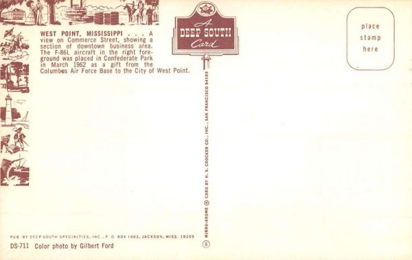 West Point Mississippi Street Scene Historic Bldgs Vintage Postcard K98463 - Image 2