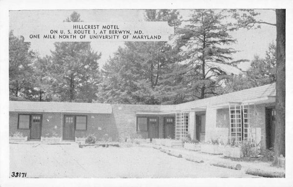 Berwyn Maryland Hillcrest Motel Street View Antique Postcard K98513