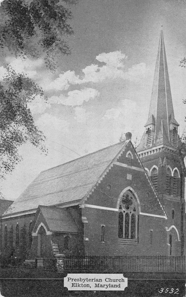 Elkton Maryland Presbyterian Church Street View Antique Postcard K98514