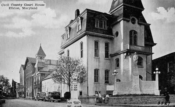 Elkton Maryland Cecil Court House Street View Antique Postcard K98516