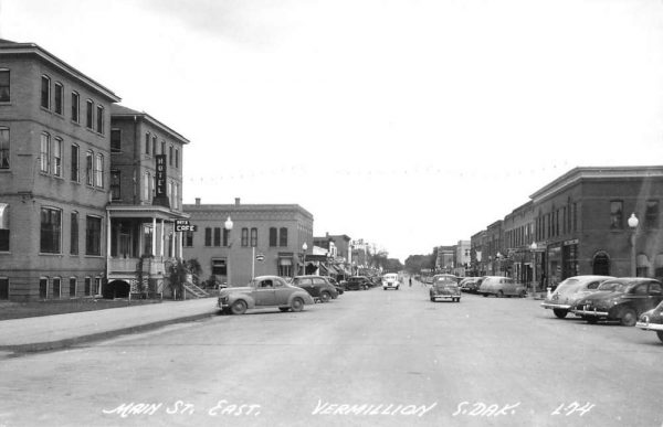 Vermillion South Dakota Main Street East Real Photo Antique Postcard K98576