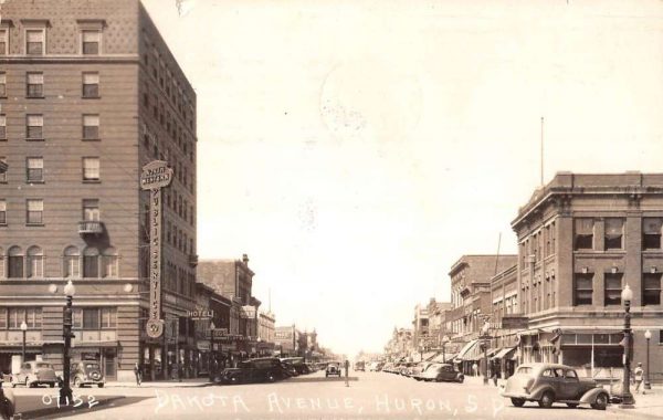 Huron South Dakota Avenue Street Scene Real Photo Antique Postcard K98581
