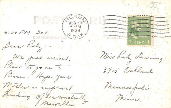 Huron South Dakota Avenue Street Scene Real Photo Antique Postcard K98581 - Image 2