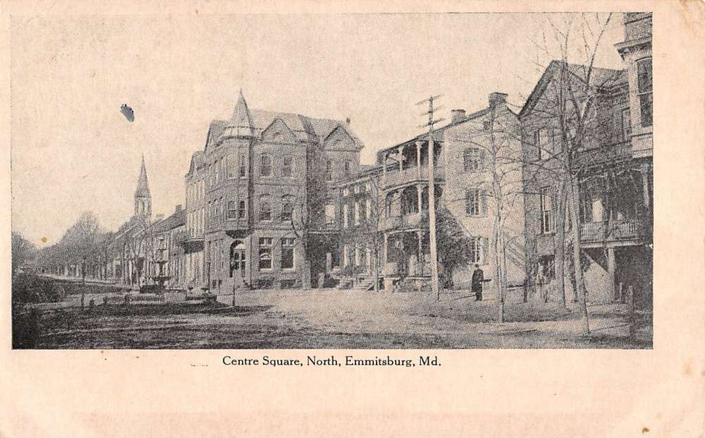 Emmitsburg Maryland Centre Square Street View Antique Postcard K98614
