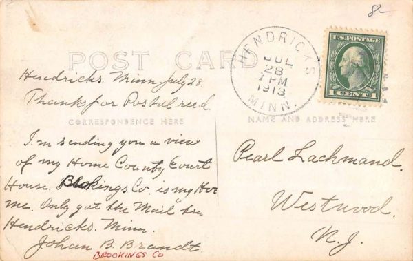Brookings South Dakota Court House Real Photo Antique Postcard K98617 - Image 2