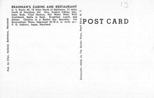 Joppa Maryland Brannans Cabins Street View Antique Postcard K98692 - Image 2