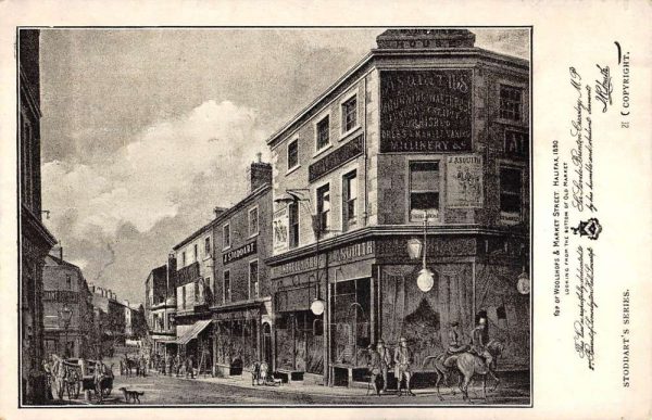 Halifax England UK Woolshops Market Street Scene Antique Postcard K98733
