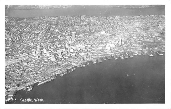 Seattle Washington Aerial View Real Photo Antique Postcard K98772