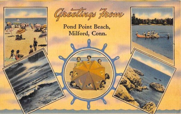 Milford Connecticut Pond Point Beach Multiview Vintage Postcard K98794