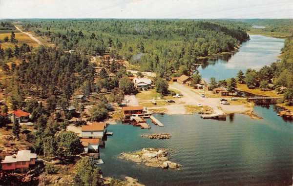Noelville Ontario Canada Wolseley Lodge Birdseye View Vintage Postcard K98857